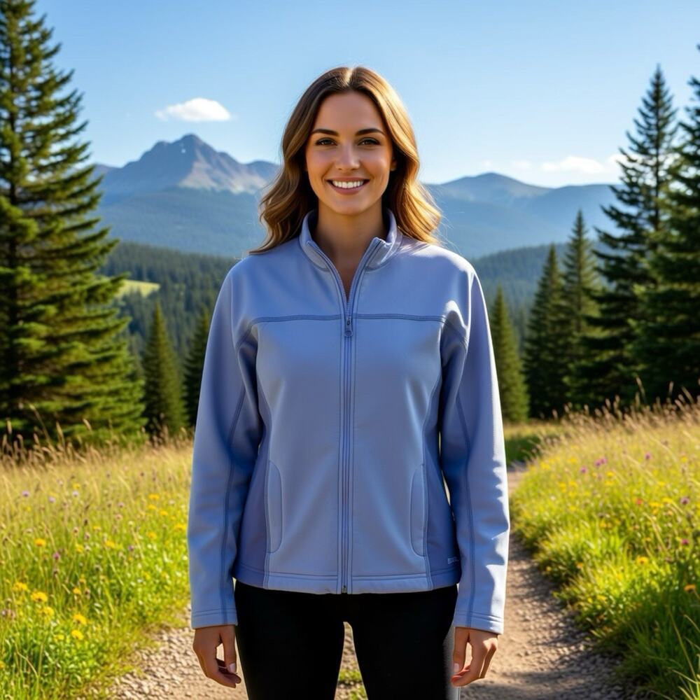 LL Bean Vintage Nylon Thermal Lined Warm-Up Jacket Purple Women M FullZip Sports